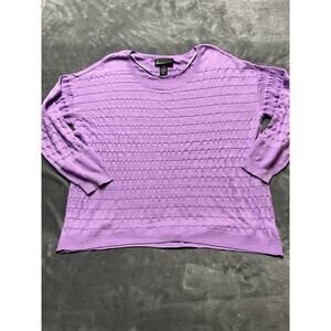Lane Bryant Sweater Woman's Sz 18/20 Purple Striped Lightweight Crew Neck